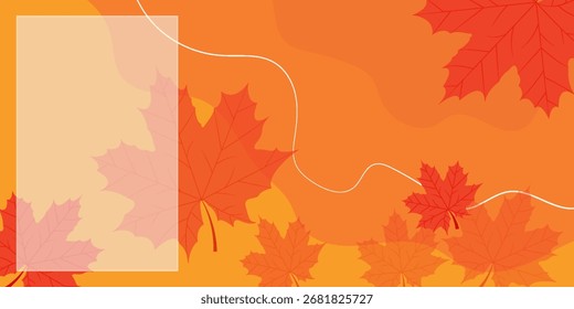 Autumn abstract colorful Background. Fall season and Thanksgiving theme. Editable vector templates with leaves and geometric pattern. Nature elements for poster, banner, cover, card, Sale, advertising