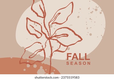 Autumn abstract cover template or horizontal poster in modern minimal style. Vector illustration for corporate identity, invitation, social media advertising, sale, flyer, greeting card, leaflet