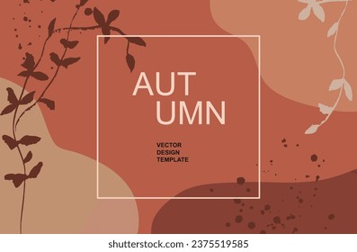 Autumn abstract cover template or horizontal poster in modern minimal style. Vector illustration for corporate identity, invitation, social media advertising, sale, flyer, greeting card, leaflet