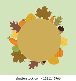 Autumn abstract floral background - circle with colorful leafs.