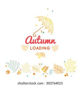 Autumn abstract floral background - circle from colorful leafs with sample text
