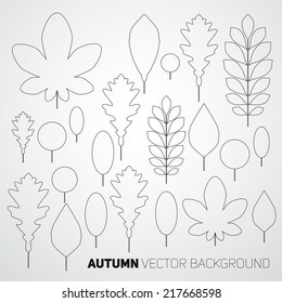 Autumn abstract floral background pattern, thin line vector leafs design