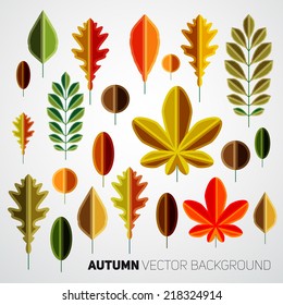 Autumn abstract floral background pattern, Colorful vector leafs design
