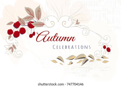 Autumn abstract floral background with place for your text