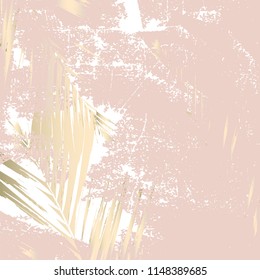 Autumn abstract foliage rose gold blush background. Chic trendy print with botanical motifs