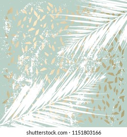 Autumn abstract foliage rose gold blush background. Chic trendy print with botanical motifs
