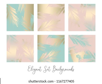 Autumn abstract foliage rose gold blush background. Chic trendy print with botanical motifs