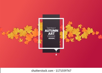 Autumn abstract frame layout decorate with leaves for shopping sale or promo poster and frame leaflet or web banner.Vector illustration