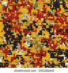 Autumn Abstract Geometric Pixelated Mosaic Pattern with Square Fragments, Random Pixels, Repeatble Low Resolution Effect, Retro Texture, Fall Fashion, Thanksgiving Day Background