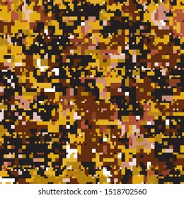 Autumn Abstract Geometric Pixelated Mosaic Pattern with Square Fragments, Random Pixels, Repeatble Low Resolution Effect, Retro Texture, Fall Fashion, Thanksgiving Day Background