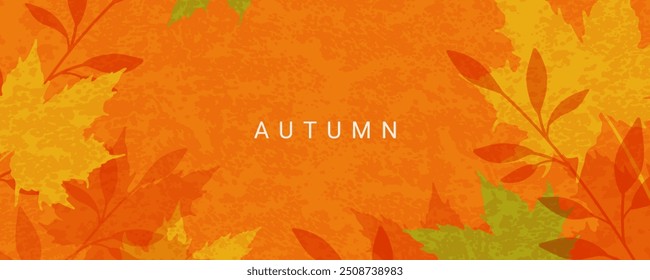 Autumn abstract horizontal background with falling leaves. Vector illustration