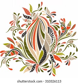 Autumn abstract leaves and flowers. - vector illustration.