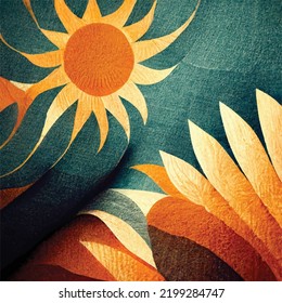 autumn abstract sunflower and sunshine background, art illustration seasonal graphic element fabric and ethnic concept.