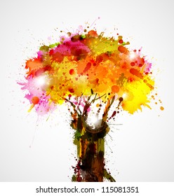 autumn abstract tree forming by blots