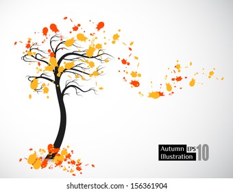 Autumn abstract tree symbolizing discount, sale. Vector format, editable