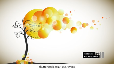 Autumn abstract tree symbolizing discount, sale. Vector format, editable 