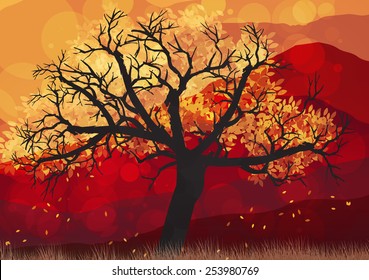Autumn Abstract Tree - Vector Illustration