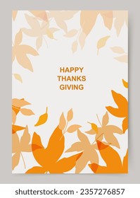 Autumn abstract universal background. Minimal modern design with orange leaves. Templates for wedding invitation, advertisement, card, branding, banner, cover, label, poster, social media post
