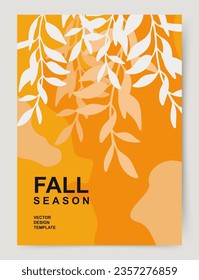 Autumn abstract universal background. Minimal modern design with orange leaves. Templates for wedding invitation, advertisement, card, branding, banner, cover, label, poster, social media post