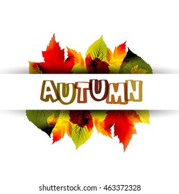 Autumn abstract vector background with leaves, flyer brochure, colorful EPS10,