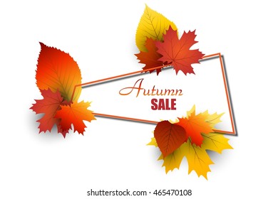 Autumn abstract vector, Autumn background with leaves, Autumn flyer brochure, Autumn banner, Autumn sale, colorful EPS10,