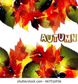 Autumn abstract vector background with leaves, flyer brochure, colorful EPS10,