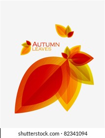 Autumn abstract vector background. Orange leaves