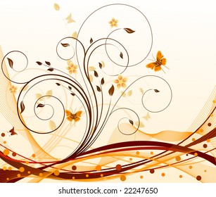 Autumn abstract vector floral background