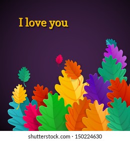 Autumn abstract vector foliage background. Oak leaf simple shapes