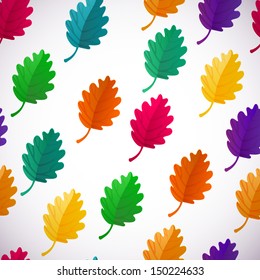 Autumn abstract vector seamless background.  Oak leaf simple shapes and colors