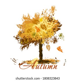 Autumn abstract yellow tree. Vector illustration