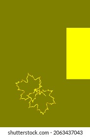 autumn abstraction, a yellow rectangle on a green background and yellow leaves