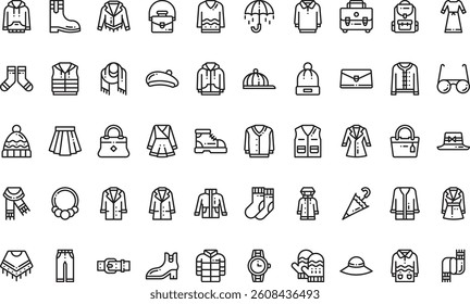 Autumn accessories icons High-Quality Vector Icons Collection with Editable Stroke. Ideal for Professional and Creative Projects