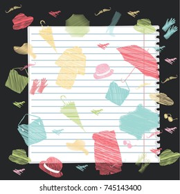 
    Autumn accessories scattered on a sheet of paper 