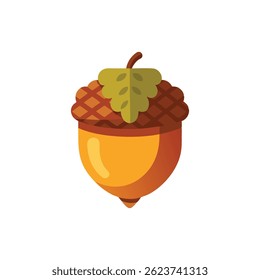 
Autumn acorn flat vector illustration on white background