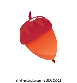 Autumn acorn. Red hat acorn. Cartoon vector Isolated illustration. Autumn design