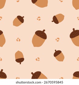 autumn acorn seamless background pattern