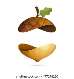 Autumn acorn sphere icon. Vector ecology elements for banner, presentation, web page, card, labels or posters.