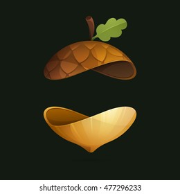 Autumn acorn sphere icon. Vector ecology elements for banner, presentation, web page, card, labels or posters.
