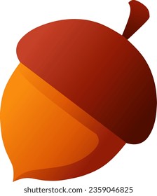 Autumn acorn vector illustration. Acorn of fall season tree with gradient color. Autumn graphic resource for icon, sign, symbol or decoration. Acorn icon for fall season, nut, food, seed or plant
