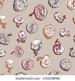Autumn acorns seamless pattern illustration