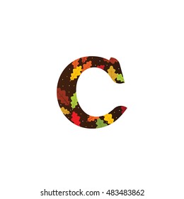 autumn alphabet icon in flat style