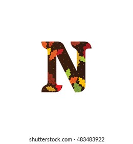 autumn alphabet icon in flat style