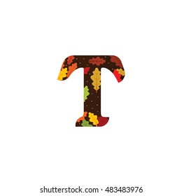autumn alphabet icon in flat style