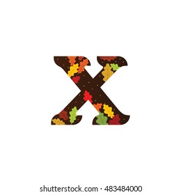 autumn alphabet icon in flat style