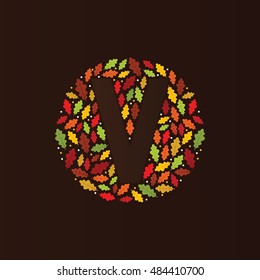 autumn alphabet icon in flat style