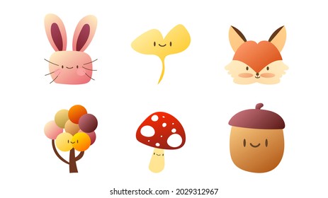 Autumn animal cartoon characters for content online or web, banner and template, Simple cartoon flat style. illustration Vector EPS 10