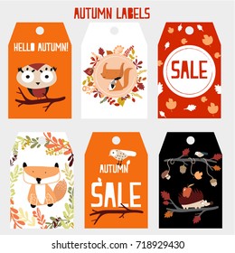 autumn animal sale labels,banner
