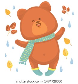 Autumn animal with warm clotes. Isolated elements.