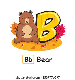Autumn Animals Alphabet Cartoon Bear